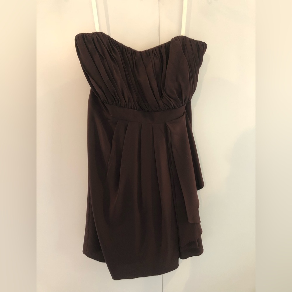Strapless, chocolate Shoshanna dress